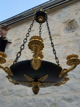 Antique French,  Rare Chandelier,  Empire Period,  Gilt Bronze,  Early 19th Century 2