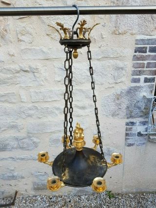 Antique French,  Rare Chandelier,  Empire Period,  Gilt Bronze,  Early 19th Century 3