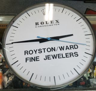Old Vintage Rolex 20 " Wall Clock Hanover Cummings Royston Ward Fine Jewelers