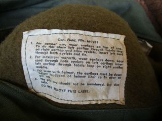 M - 51 Pile Cap,  M - 1951 Winter Field Hat,  sz 7 ½ 8