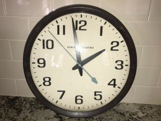 Vtg General Electric Wall Clock Glass Front School Industrial Turquoise Hand 14 "