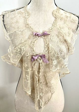 Antique Victorian French Honiton & Dutchesse Lace Trousseau Collar