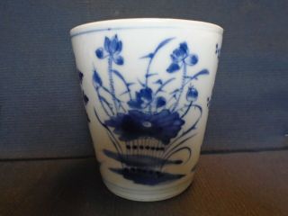 An Antique Chinese Porcelain B&w Small Jardinier/plant Pot,  Late 19th.  Century.