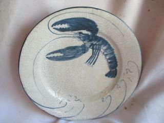Rare Dedham Pottery 8.  5 " Lobster Plate By Maude Davenport A Real Beauty