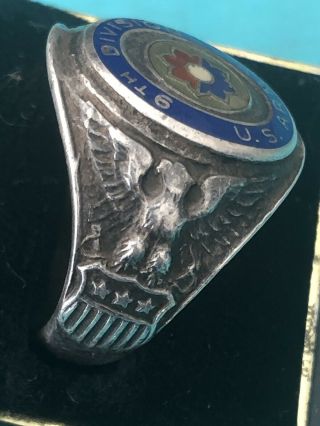 Vintage WW2 U.  S.  Army 9th Division Sterling Silver Ring - 2