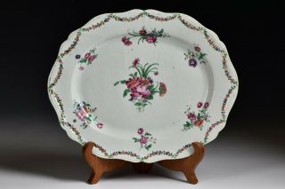 18th Century Chinese Export Famille Rose Porcelain Platter W/ Enamel Flowers 2