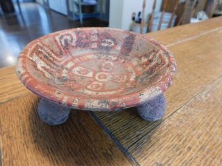 Old Pre Columbian Pottery Tripod Rattle Bowl - Interior Paint - Molcajete Mexico