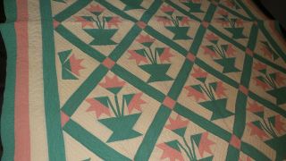 Antique Pieced QUILT Tulip Pattern,  92 