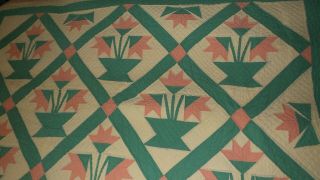 Antique Pieced QUILT Tulip Pattern,  92 