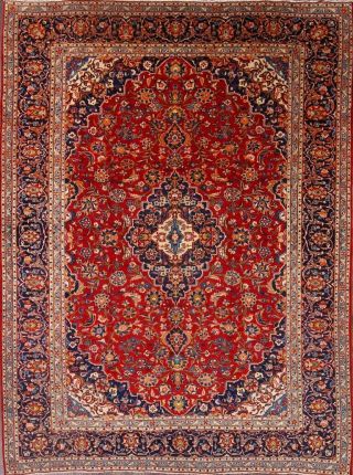 VINTAGE Traditional Floral Persian Area Rug Oriental Hand - Knotted RED Wool 10x13 2