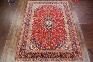 VINTAGE Traditional Floral Persian Area Rug Oriental Hand - Knotted RED Wool 10x13 3
