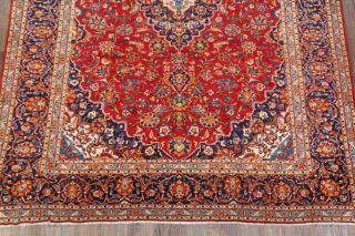 VINTAGE Traditional Floral Persian Area Rug Oriental Hand - Knotted RED Wool 10x13 5