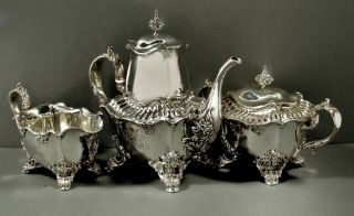 Whiting Sterling Silver Tea Set c1890 Charles Osborne Designer 2