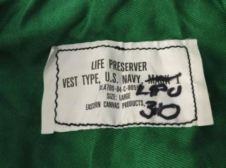 US Navy Life Preserver Vest Mark I Green Large 4