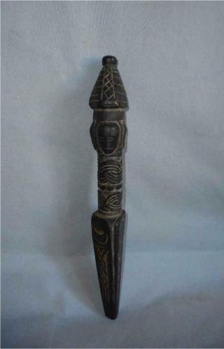 Antique Nepal Top High Aged Wood Tribal Shamans Ritual Phurba Dagger
