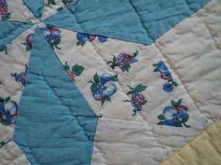 A PAIR Vintage c1930s Yellow Star QUILTS Cottage Home 77 1/2 
