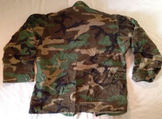 Woodland Camouflage US Army Button Up Long Sleeve Shirt W/ Patches Medium Short 10