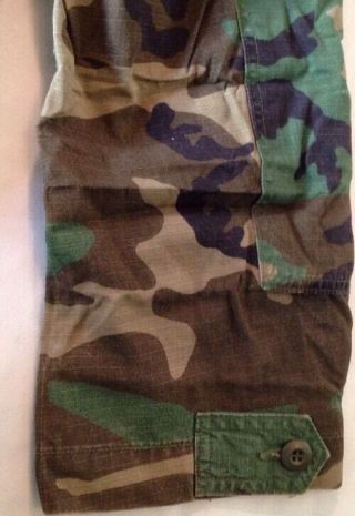 Woodland Camouflage US Army Button Up Long Sleeve Shirt W/ Patches Medium Short 9