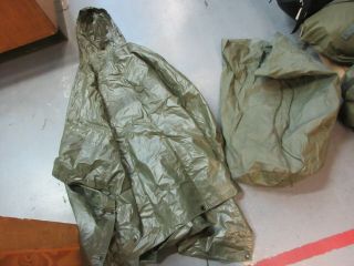 Us Army Vietnam War 1968 Rubber Poncho & 1969 Waterproof Clothing Bag