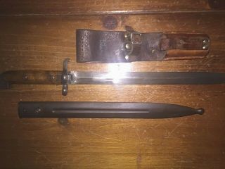Swedish M1894/14 Mauser Carbine Bayonet With Scabbard & Leather Frog 6