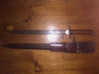 Swedish M1894/14 Mauser Carbine Bayonet With Scabbard & Leather Frog 7