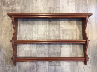 Vintage Arts And Crafts Style Oak Wall Plate Shelf Quarter Sawn Keyed Tenons