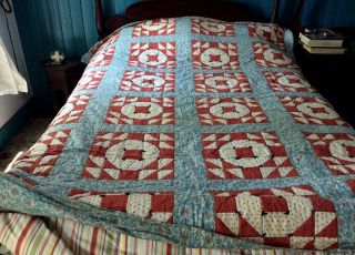 Antique Red White & Blue Pennsylvania Hap Quilt