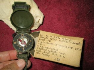1952 Military Wrist Compass Model 1949 - 1950 And Packaging