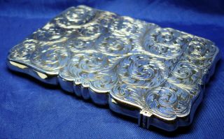 NATHANIEL MILLS SOLID SILVER FLIP TOP CALLING CARD CASE BIRMINGHAM 1850 9