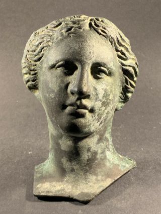Stunning Piece - Rare Ancient Roman Bronze Bust Of Goddess Juno Circa 100 - 300ad