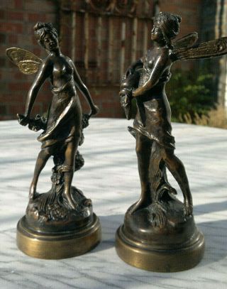 French Art Nouveau Bronze Fairies signed Aug Moreau Car Mascots? 7.  75 