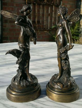 French Art Nouveau Bronze Fairies signed Aug Moreau Car Mascots? 7.  75 