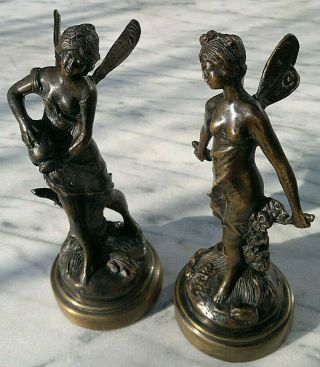 French Art Nouveau Bronze Fairies signed Aug Moreau Car Mascots? 7.  75 