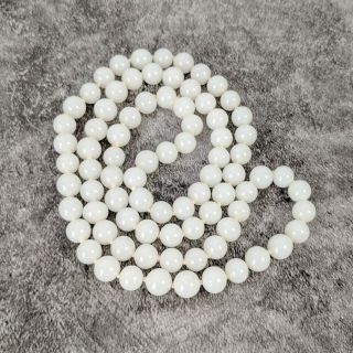Vintage Gorgeous Chinese White Jade Stone Beaded Necklace 8mm,  24.  50 " (54g)