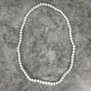 Vintage Gorgeous Chinese White Jade Stone Beaded Necklace 8mm,  24.  50 