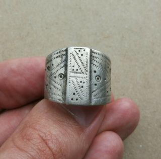 Ancient Viking Silver Fabulous Status Ring Runic Ornament Solar "