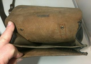 Vintage WWII GERMAN Officer Black Leather Field Map Case Identified w/Straps 7