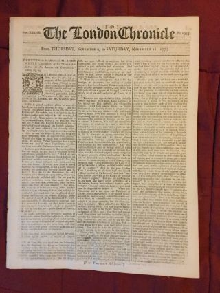 American Revolutionary War - 1775 London Chronicle - British Newspaper