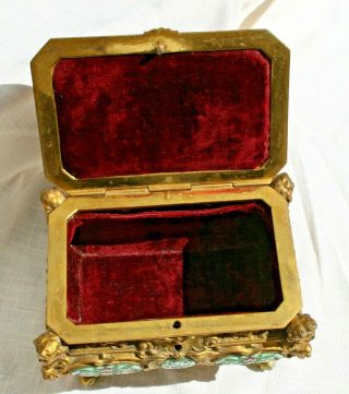 Antique French Gilt Bronze Champleve Enamel Jewelry Box Casket 7