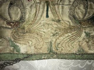 EXQUISITE RARE EARLY 18th CENTURY FRENCH SILK & GOLD THREAD EMBROIDERY,  82 10