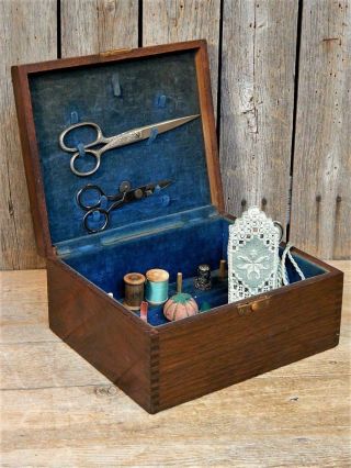 Rare Aafa Antique Wooden Award Sewing Box Signed & Dated 1927
