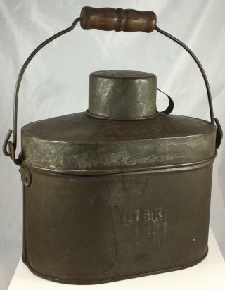 Antique Heavy Tin Lisk Railroad Coal Miner 3 Section,  Cup Workers Lunch Box Pail