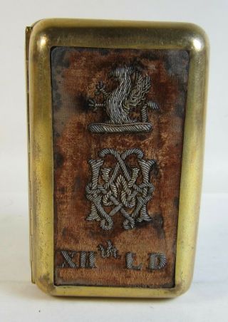 Antique Wwi - Era 12th Royal Lancers Light Dragoons Brass Cigarette Case Egypt