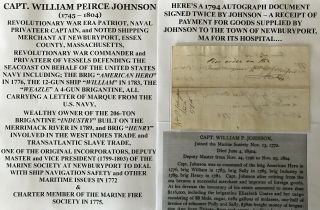 Revolutionary War Patriot Us Navy Privateer Slave Trade Captain Document Signed