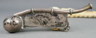 Antique Chinese Sterling Silver Boatswains Pipe Bosuns Call Maritime Whistle 2