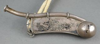 Antique Chinese Sterling Silver Boatswains Pipe Bosuns Call Maritime Whistle 5