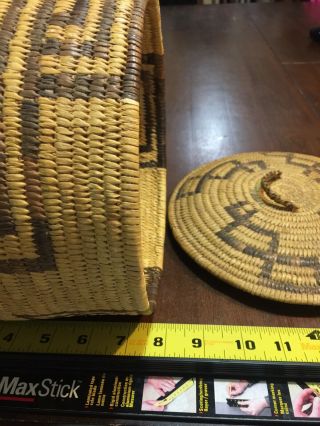 Antique Vintage Native American Indian Pima Papago Basket With Lid 11