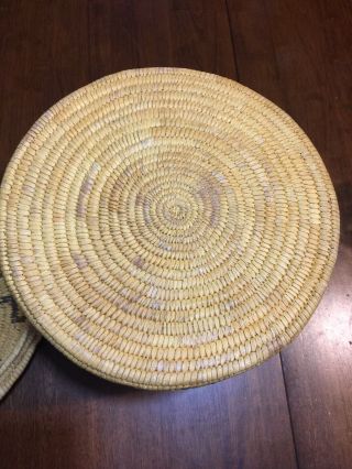 Antique Vintage Native American Indian Pima Papago Basket With Lid 9