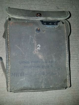 Wwii Us Army Signal Corp Ee - 8 - B Field Telephone Radio Canvass Bag Communication
