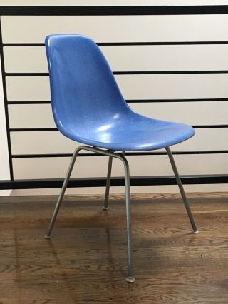 Eames For Herman Miller Fiberglass Shell Chair In Medium Blue